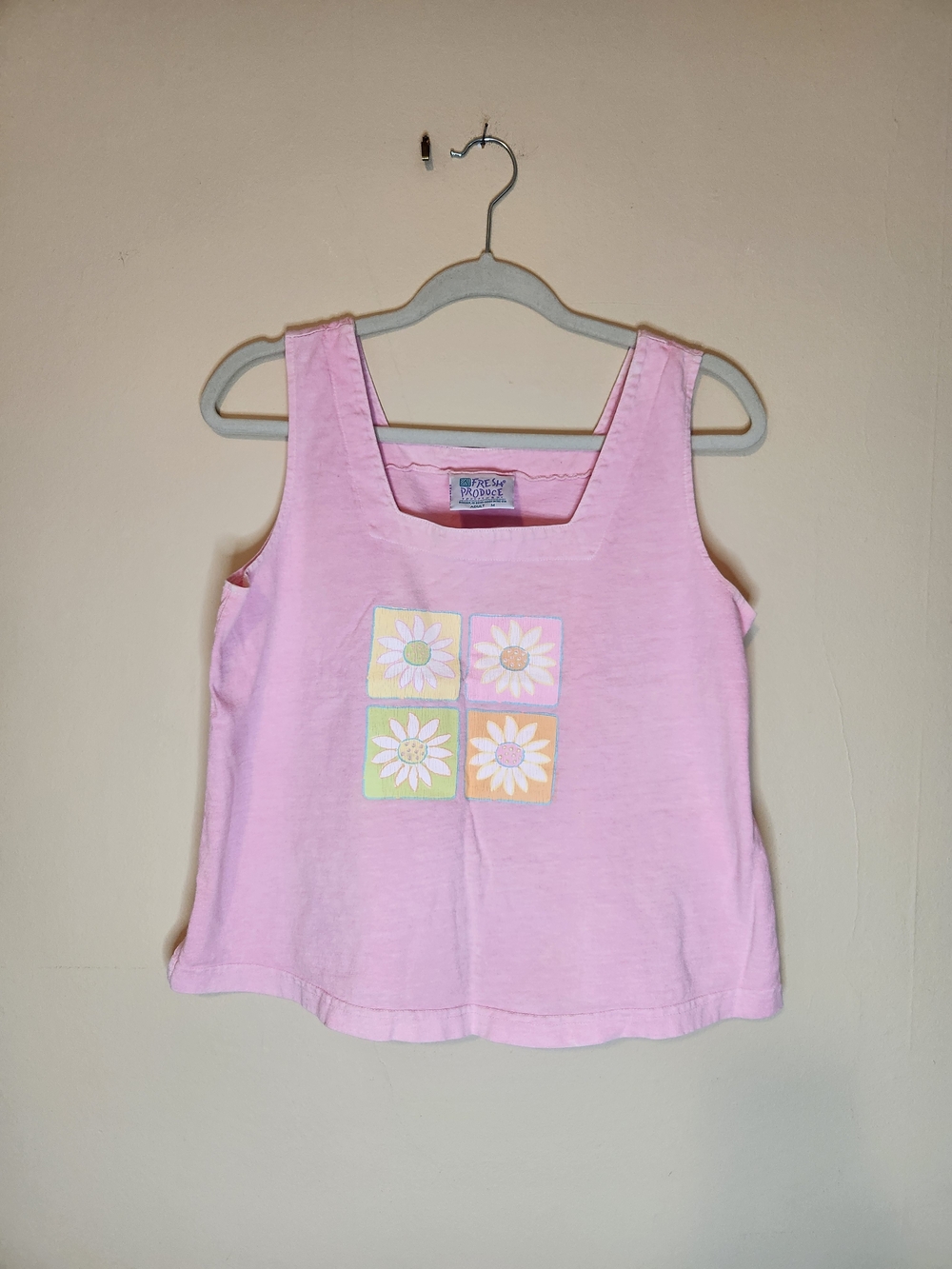 fresh produce Pink Daisy Patchwork Tank Top